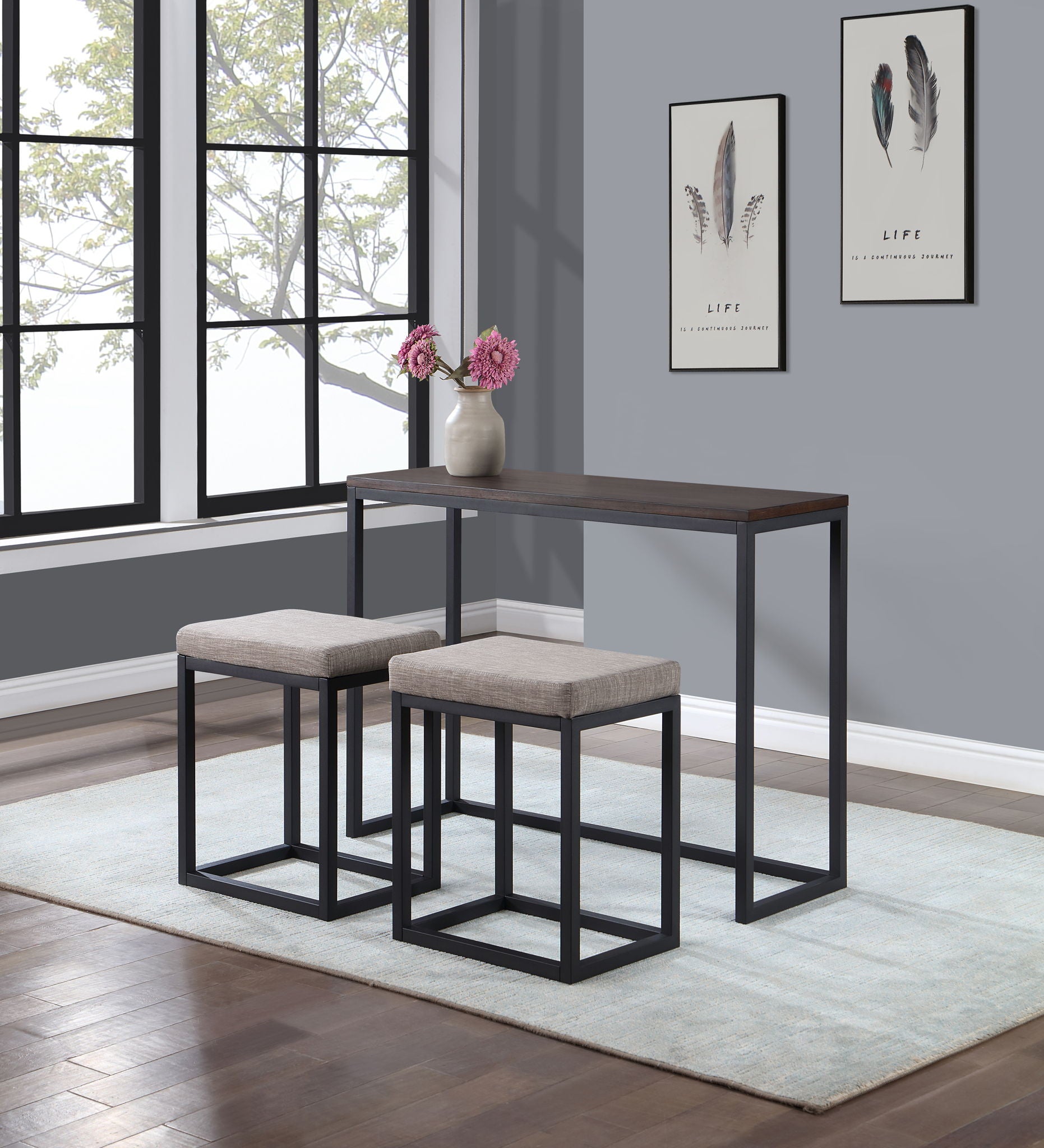 Yukon - 3 Piece Counter Bar Set - Dark Brown - Hornell Furniture Outlet