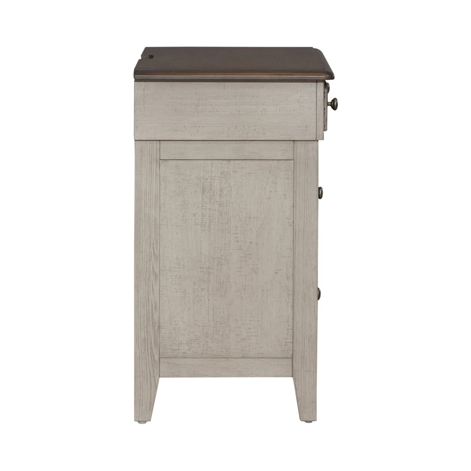 Ivy Hollow - 3 Drawer Bedside Chest With Charging Station - White - Hornell Furniture Outlet