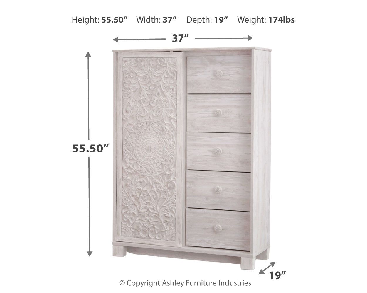 Paxberry - Whitewash - Dressing Chest - Hornell Furniture Outlet