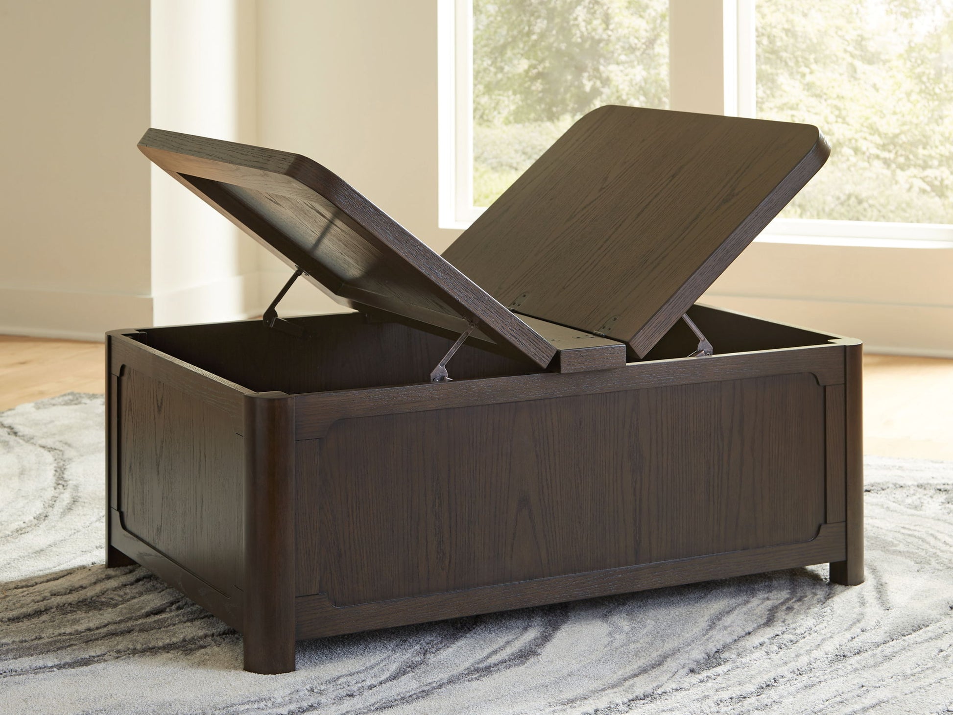 Breckington - Dark Brown - Cocktail Table With Storage - Hornell Furniture Outlet