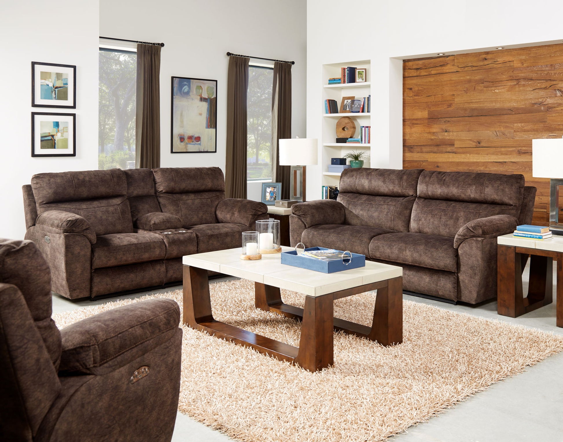Sedona - Power Headrest Lay Flat Reclining Console Loveseat With Storage & Cupholders - Hornell Furniture Outlet