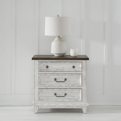 River Place - 3 Drawer Nightstand With Charging Station - White - Hornell Furniture Outlet