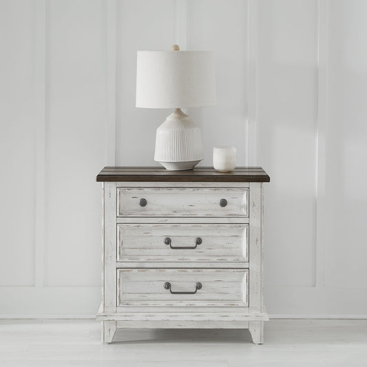 River Place - 3 Drawer Nightstand With Charging Station - White - Hornell Furniture Outlet