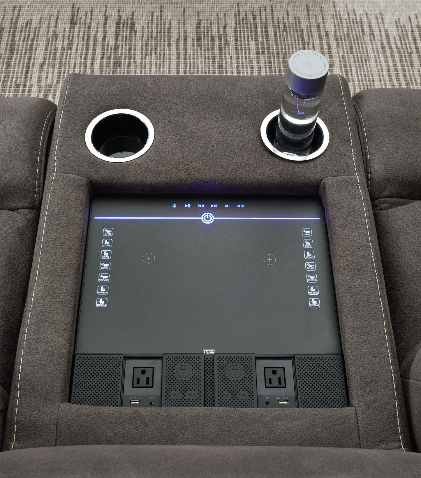 Hoopster - Gunmetal - Zero Wall Power Recliner with Console 6 Pc Sectional - Hornell Furniture Outlet