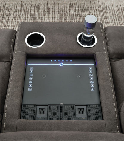 Hoopster - Gunmetal - Zero Wall Power Recliner with Console 6 Pc Sectional - Hornell Furniture Outlet