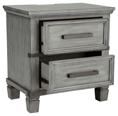Russelyn - Gray - Two Drawer Night Stand - Hornell Furniture Outlet