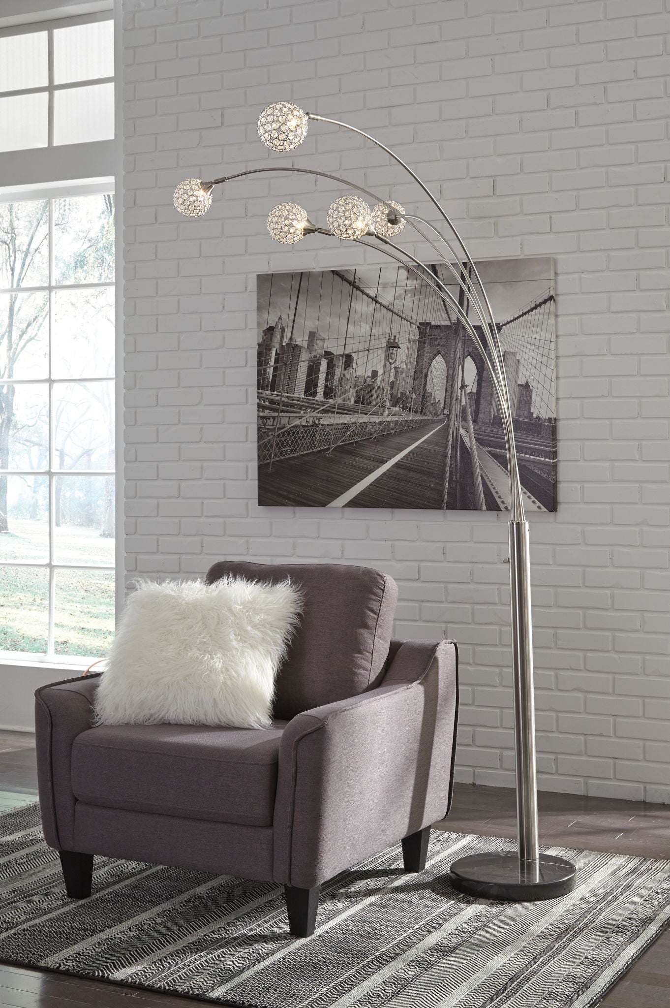 Winter - Metal Arc Lamp - Silver Finish - Hornell Furniture Outlet