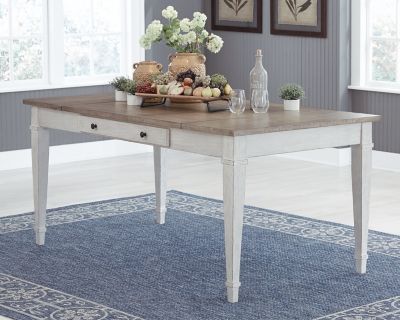 Skempton - RECT DRM Table w/Storage - White - Hornell Furniture Outlet