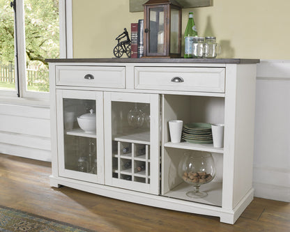 Cayla - Server - Dark Oak & White - Hornell Furniture Outlet