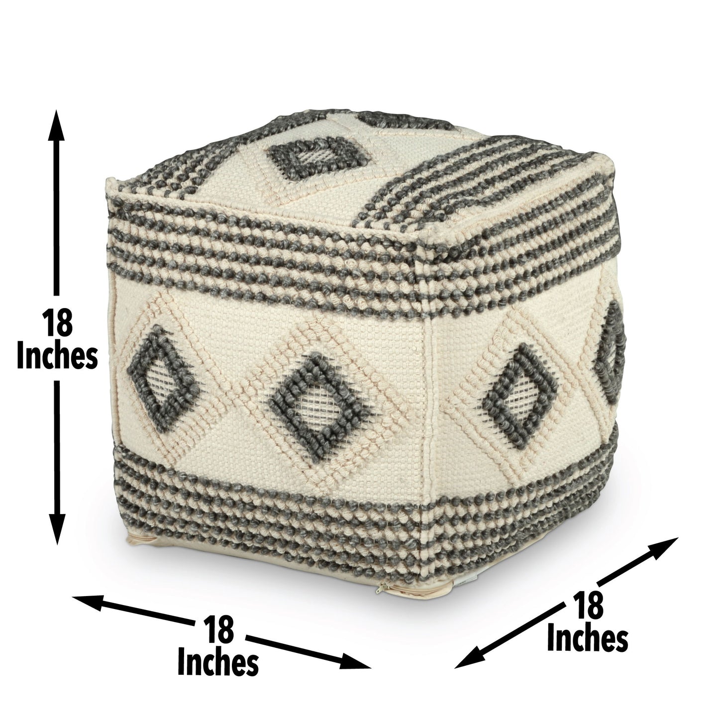Dalia - Square Handwoven Woolen Pouf - Beige - Hornell Furniture Outlet