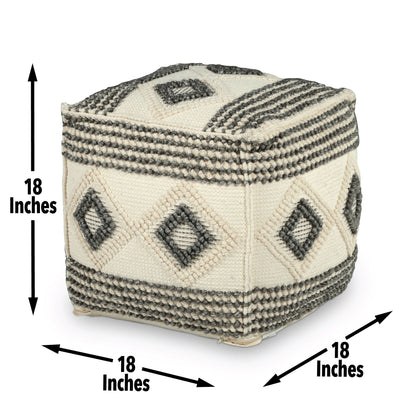 Dalia - Square Handwoven Woolen Pouf - Beige - Hornell Furniture Outlet