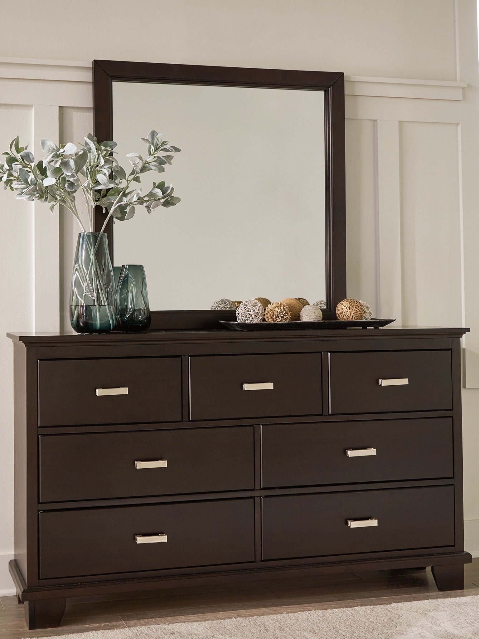 Covetown - Dresser And Mirror - Dark Brown - Hornell Furniture Outlet