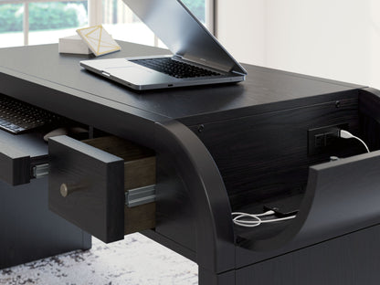 Rowanbeck - Black - Home Office Desk - Hornell Furniture Outlet