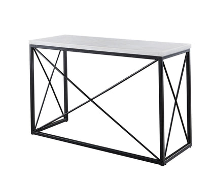 Skyler - White Marble Top Rectangular Sofa Table - White - Hornell Furniture Outlet