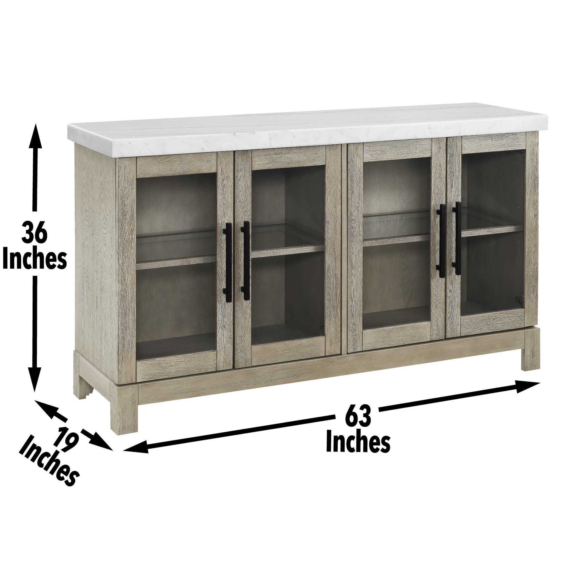 Csrena - Lighted White Marble Sideboard - Brown - Hornell Furniture Outlet