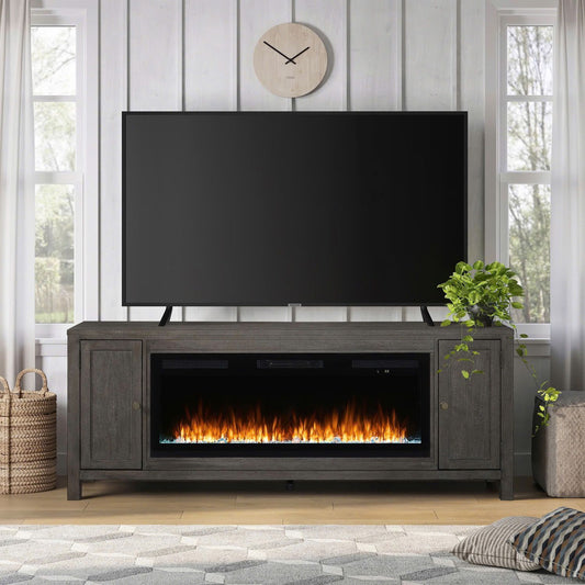 Fireplace TV Consoles - 406 78" Console With Fire FTS - Brown - Hornell Furniture Outlet