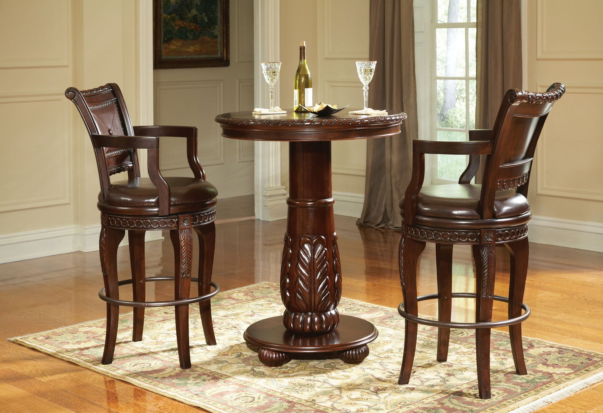 Antoinette - PU Swivel Bar Chair (Set of 2) - Dark Brown - Hornell Furniture Outlet