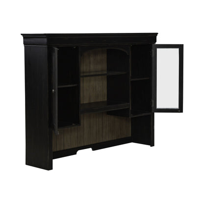 Meritage - Jr Executive Credenza Hutch - Aged Charcoal - Hornell Furniture Outlet