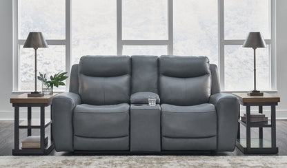 Mindanao - Steel - 2 Pc. - Power Reclining Sofa, Power Reclining Loveseat with Console - Hornell Furniture Outlet