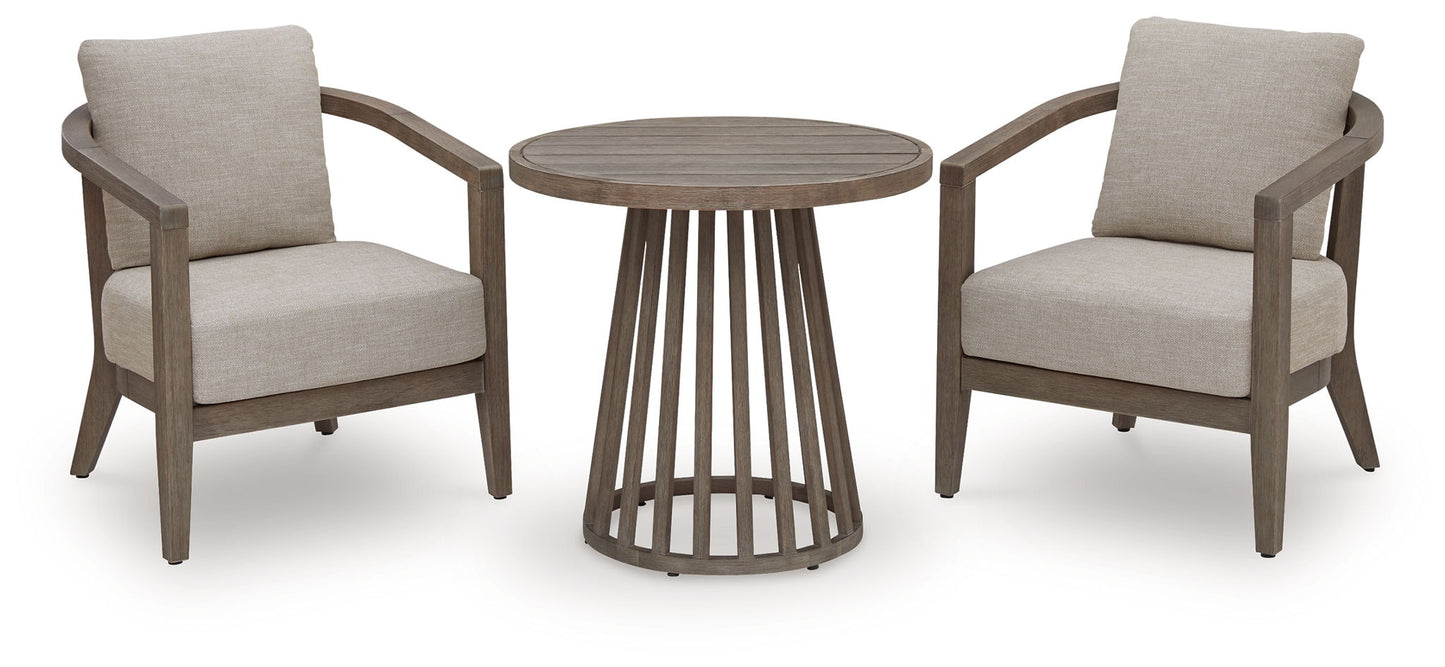 Joy Lagoon - Outdoor Chairs With Cushions/Table (Set of 3) - Beige - Hornell Furniture Outlet