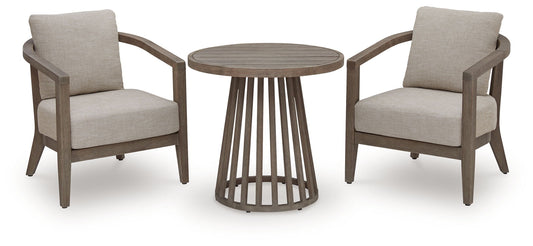 Joy Lagoon - Outdoor Chairs With Cushions/Table (Set of 3) - Beige - Hornell Furniture Outlet