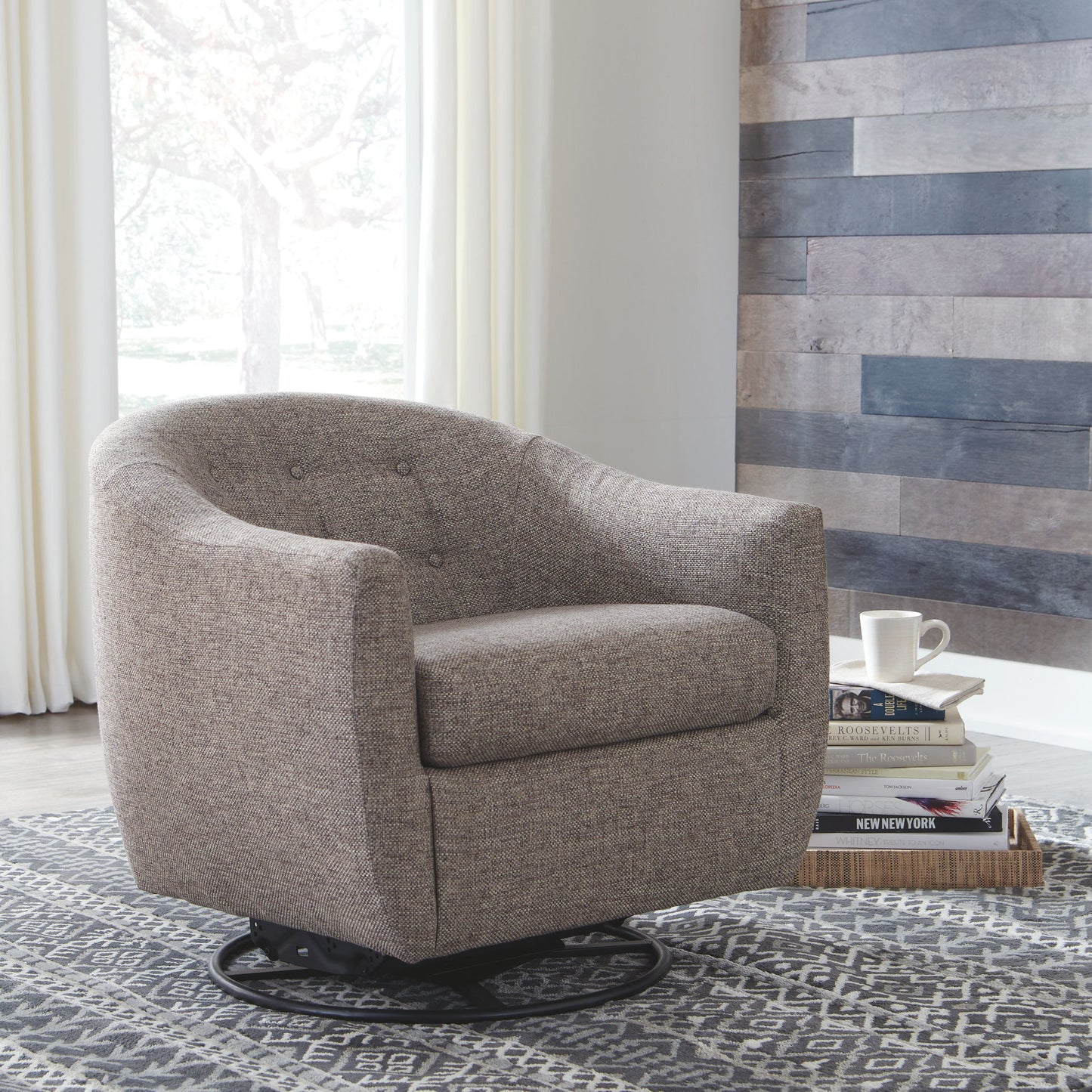 Upshur - Taupe - Swivel Glider Accent Chair - Hornell Furniture Outlet