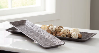 Garekton - Pewter Finish - Tray Set (Set of 2) - Hornell Furniture Outlet