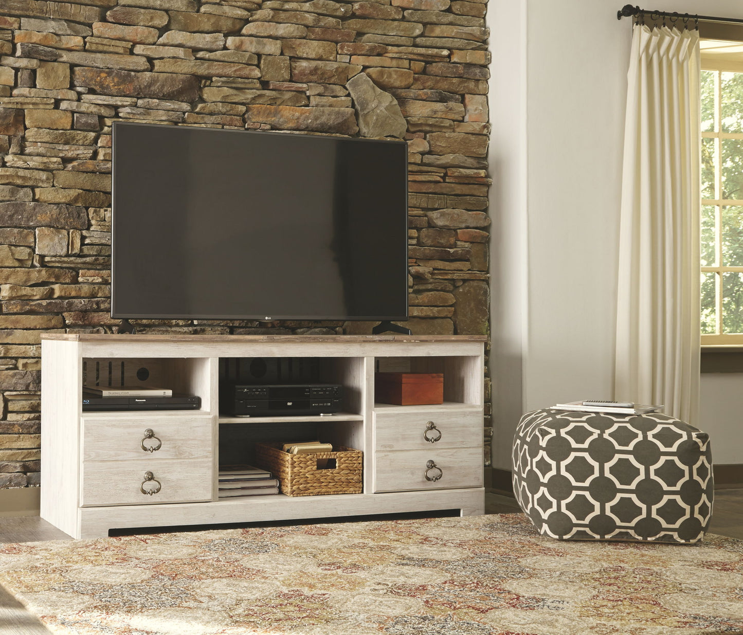 Willowton - Entertainment Center With Fireplace Option - Hornell Furniture Outlet