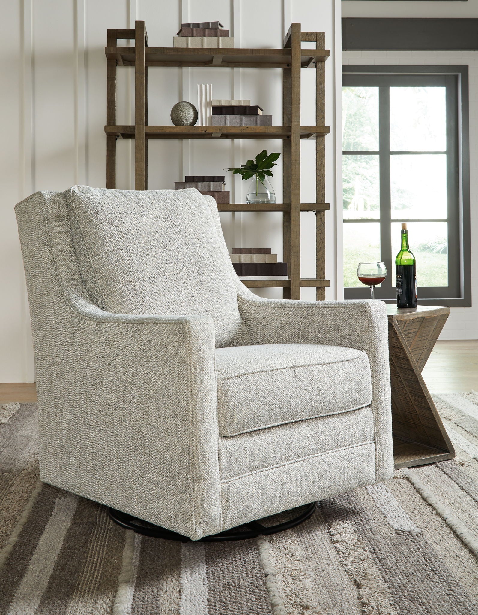 Kambria - Fog - Swivel Glider Accent Chair - Hornell Furniture Outlet