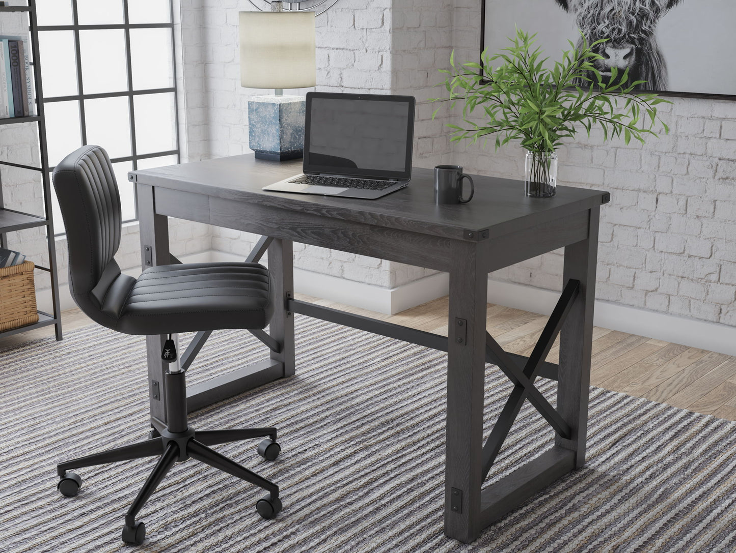 Freedan - Grayish Brown - Home Office Desk - Hornell Furniture Outlet