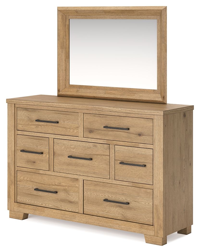 Galliden - Light Brown - Dresser And Mirror - Hornell Furniture Outlet