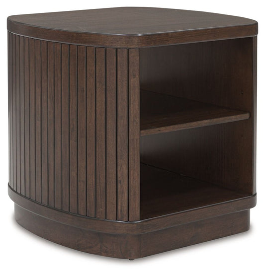Korestone - Dark Brown - Square End Table - Hornell Furniture Outlet