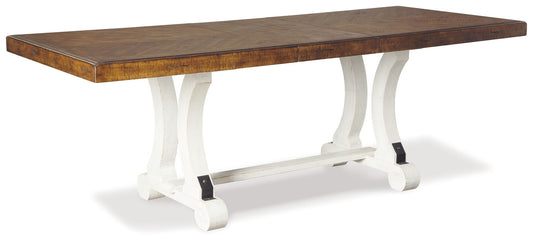Valebeck - Rectangular Dining Room Table - White / Brown - Hornell Furniture Outlet