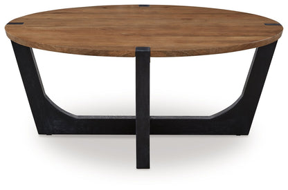 Hanneforth - Round Cocktail Table - Brown - Hornell Furniture Outlet
