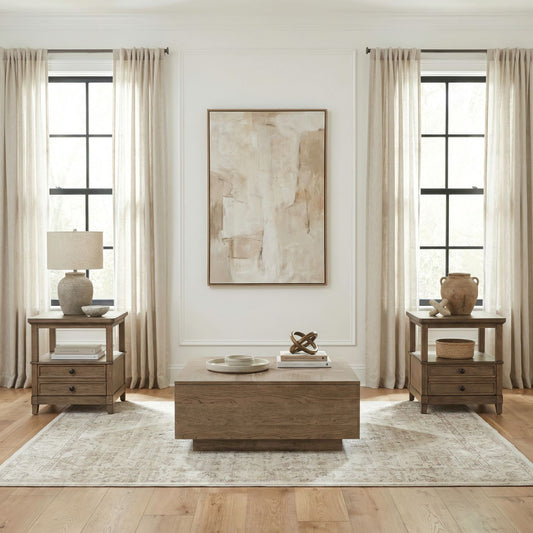 Artisan Home - Opt 3 Piece Set (Cocktail Table & Two 2 Drawer End Tables) - Sienna Stone - Hornell Furniture Outlet