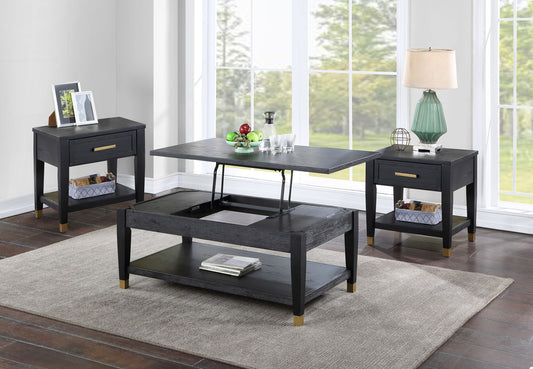 Yves - 3 Piece Occasional Table Set - Black - Hornell Furniture Outlet