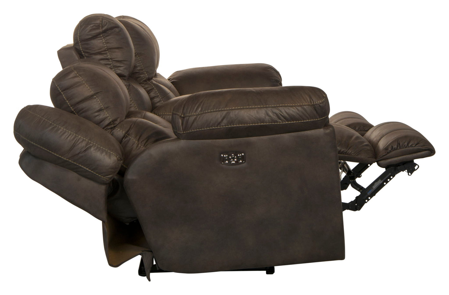 Ferrington - Power Lay Flat Reclining Console Loveseat with Power Adjustable Headrest & Lumbar - Hornell Furniture Outlet