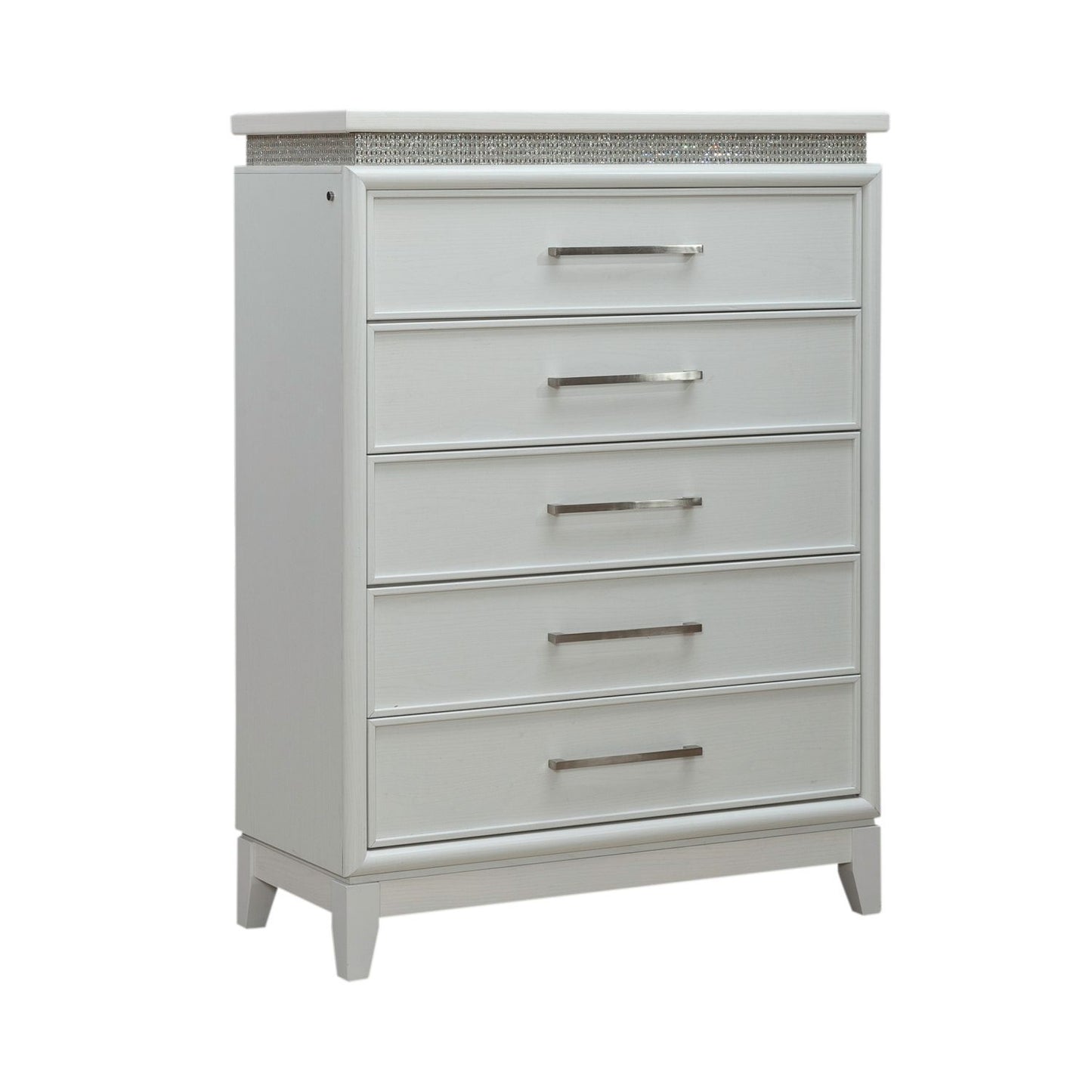 Reflections - 5 Drawer Chest With Lights - White - Hornell Furniture Outlet