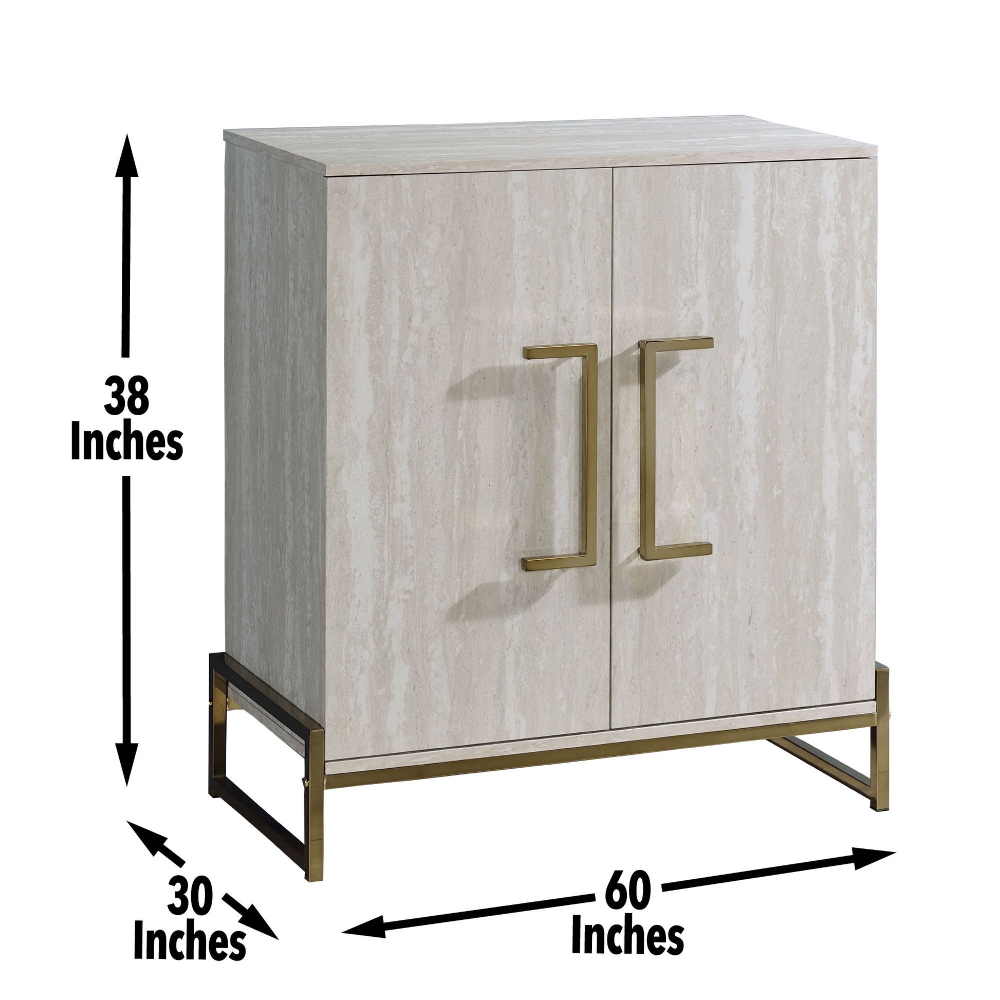 Larkin - Faux Marble Wine Cabinet - Pearl Silver - Hornell Furniture Outlet