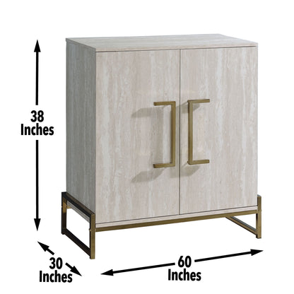 Larkin - Faux Marble Wine Cabinet - Pearl Silver - Hornell Furniture Outlet