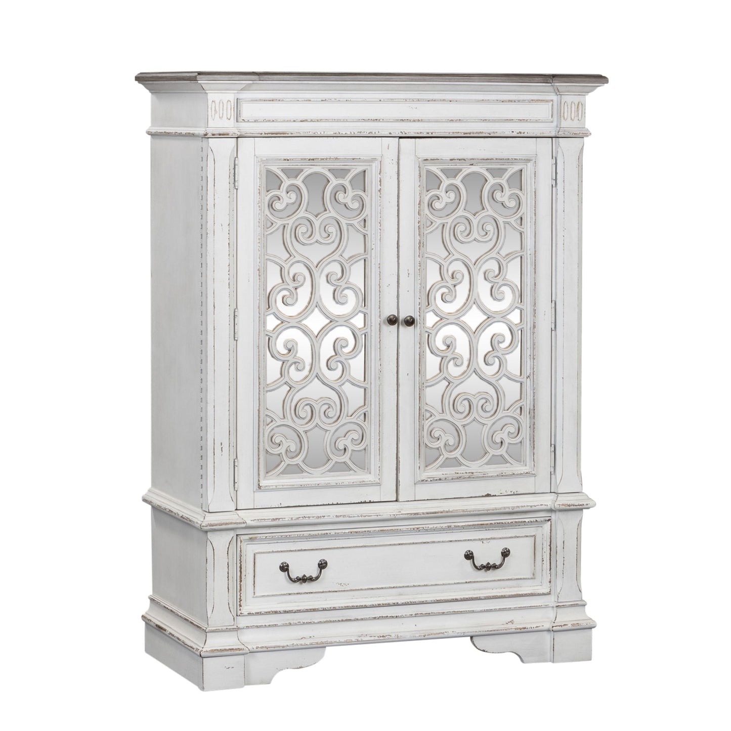 Abbey Park - Mirrored Door Chest - White - Hornell Furniture Outlet