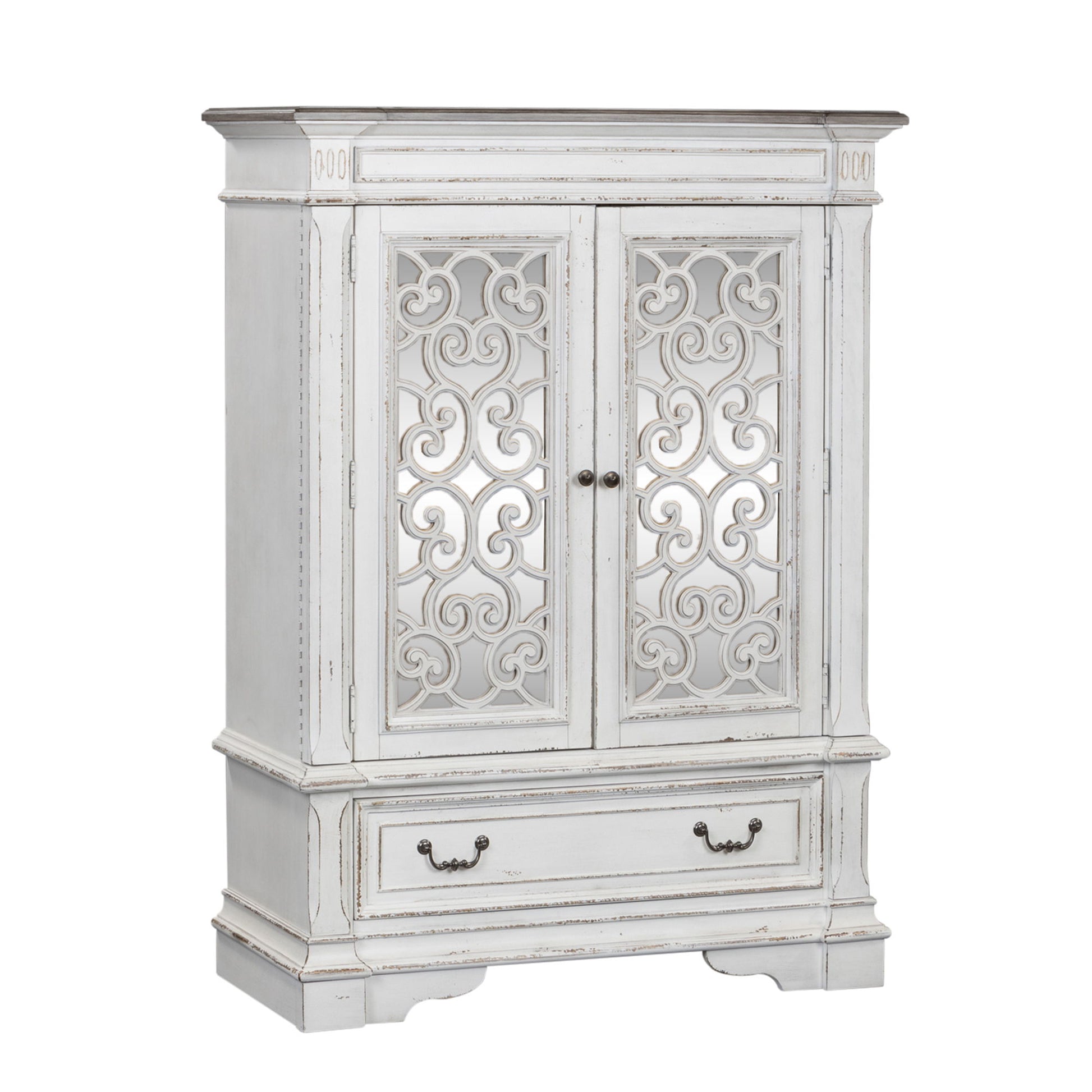Abbey Park - Mirrored Door Chest - White - Hornell Furniture Outlet
