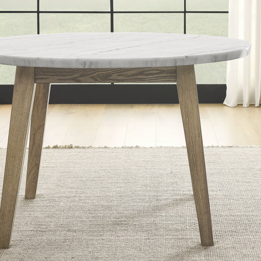 Vida - Marble Top Round Dining Table - White - Hornell Furniture Outlet