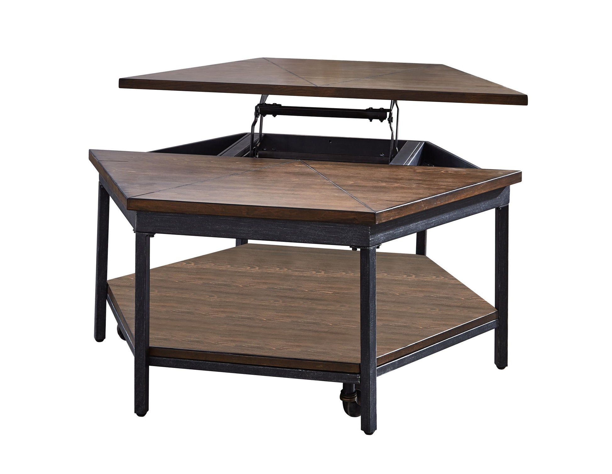 Ultimo - Hexagon Lift Top Cocktail Table - Brown - Hornell Furniture Outlet