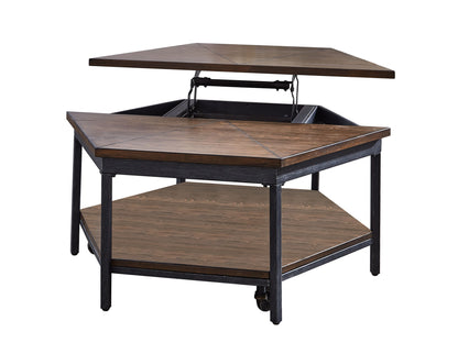 Ultimo - Hexagon Lift Top Cocktail Table - Brown - Hornell Furniture Outlet