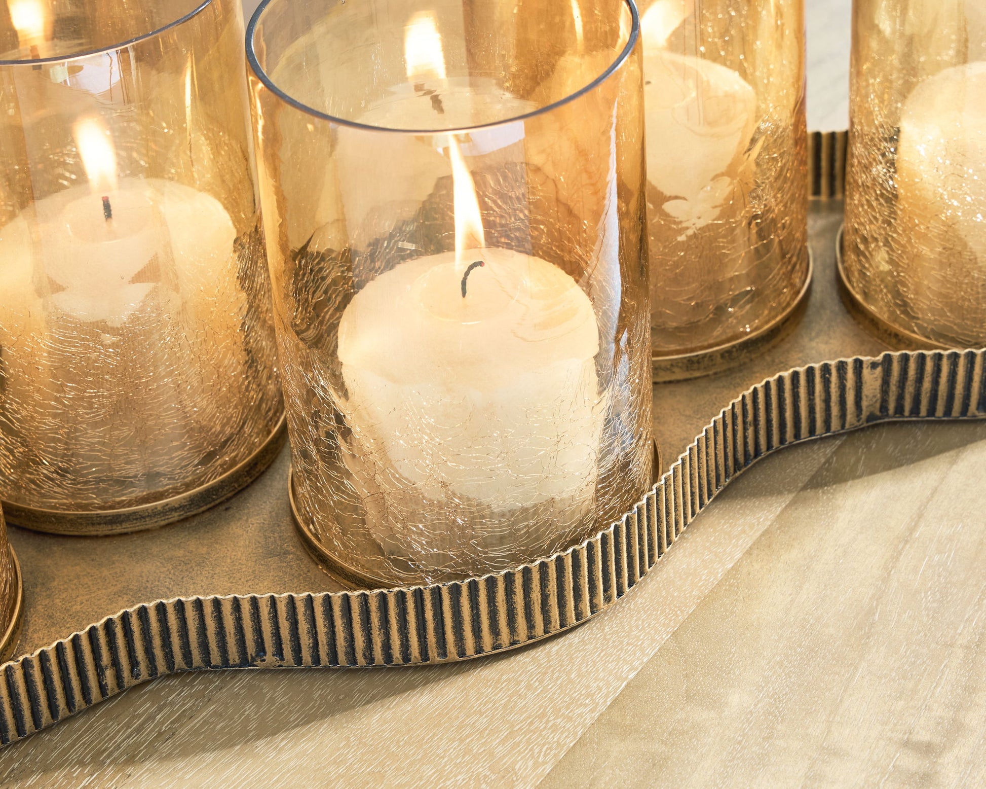 Evereton - Antique Gold Finish - Candle Holder - Hornell Furniture Outlet