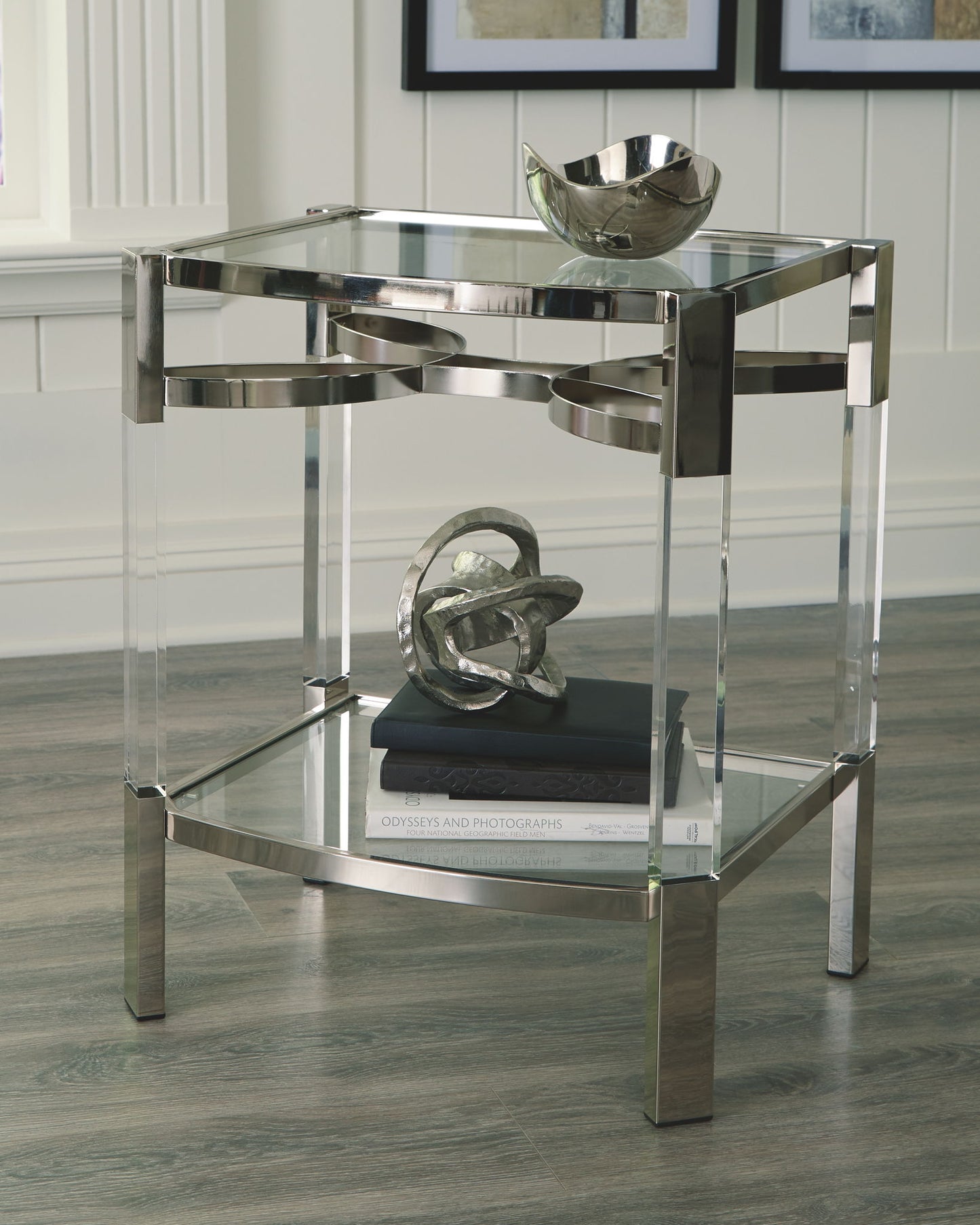 Chaseton - Clear / Silver Finish - Accent Table - Hornell Furniture Outlet