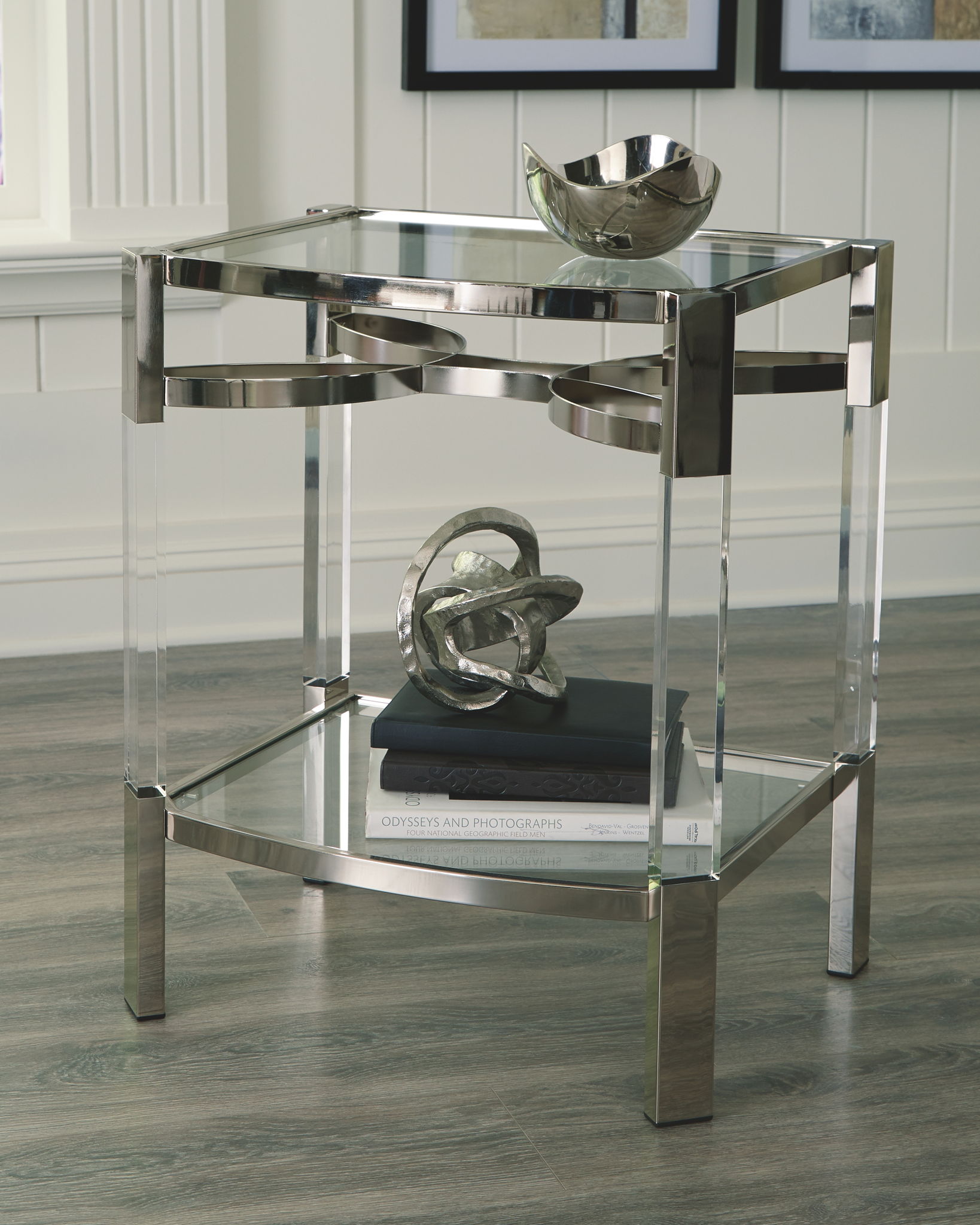 Chaseton - Clear / Silver Finish - Accent Table - Hornell Furniture Outlet