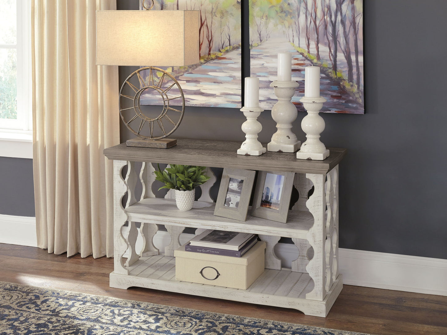 Havalance - Console Sofa Table - Gray / White - Hornell Furniture Outlet