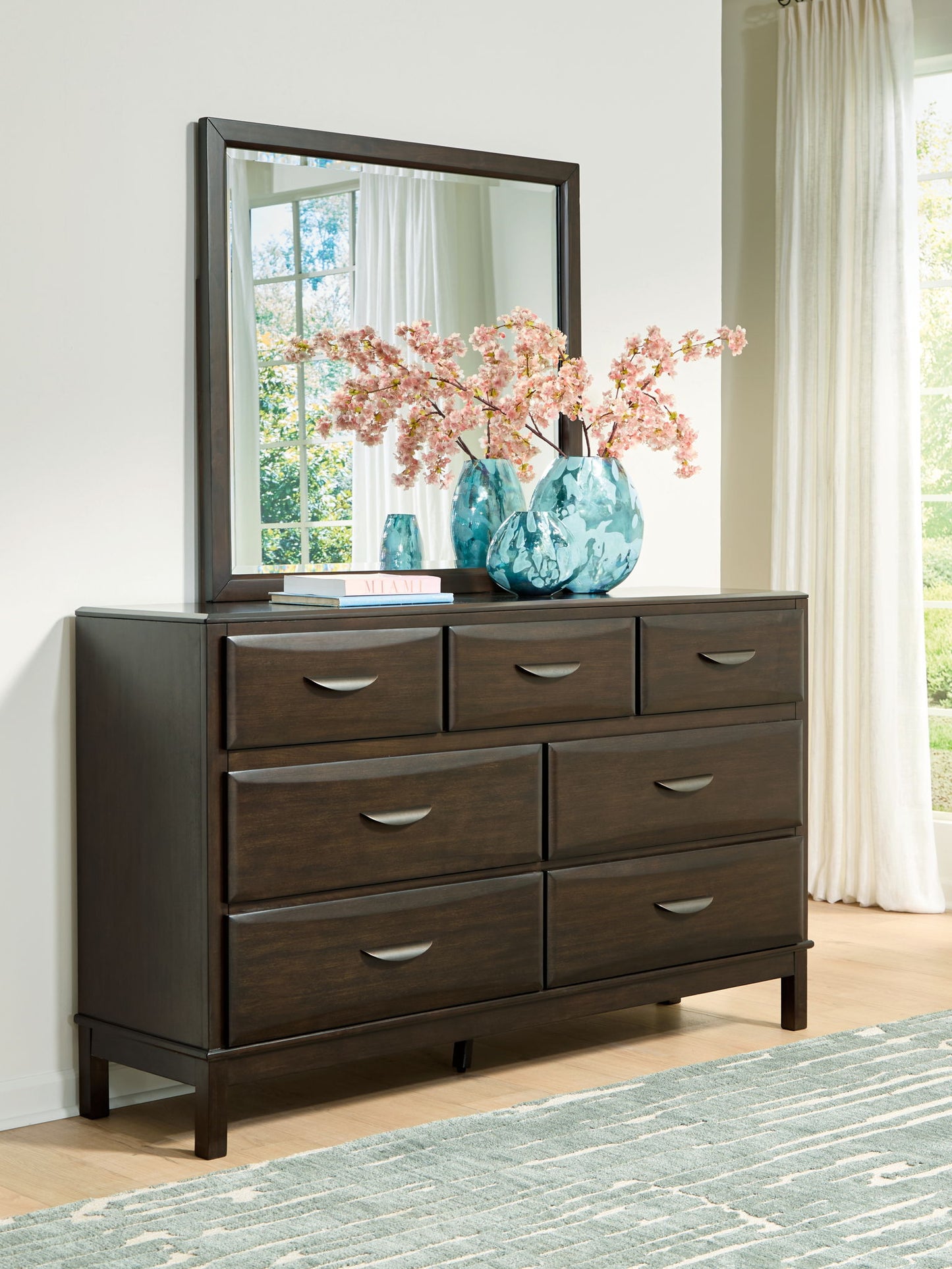 Vanmore - Dark Brown - Dresser And Mirror - Hornell Furniture Outlet